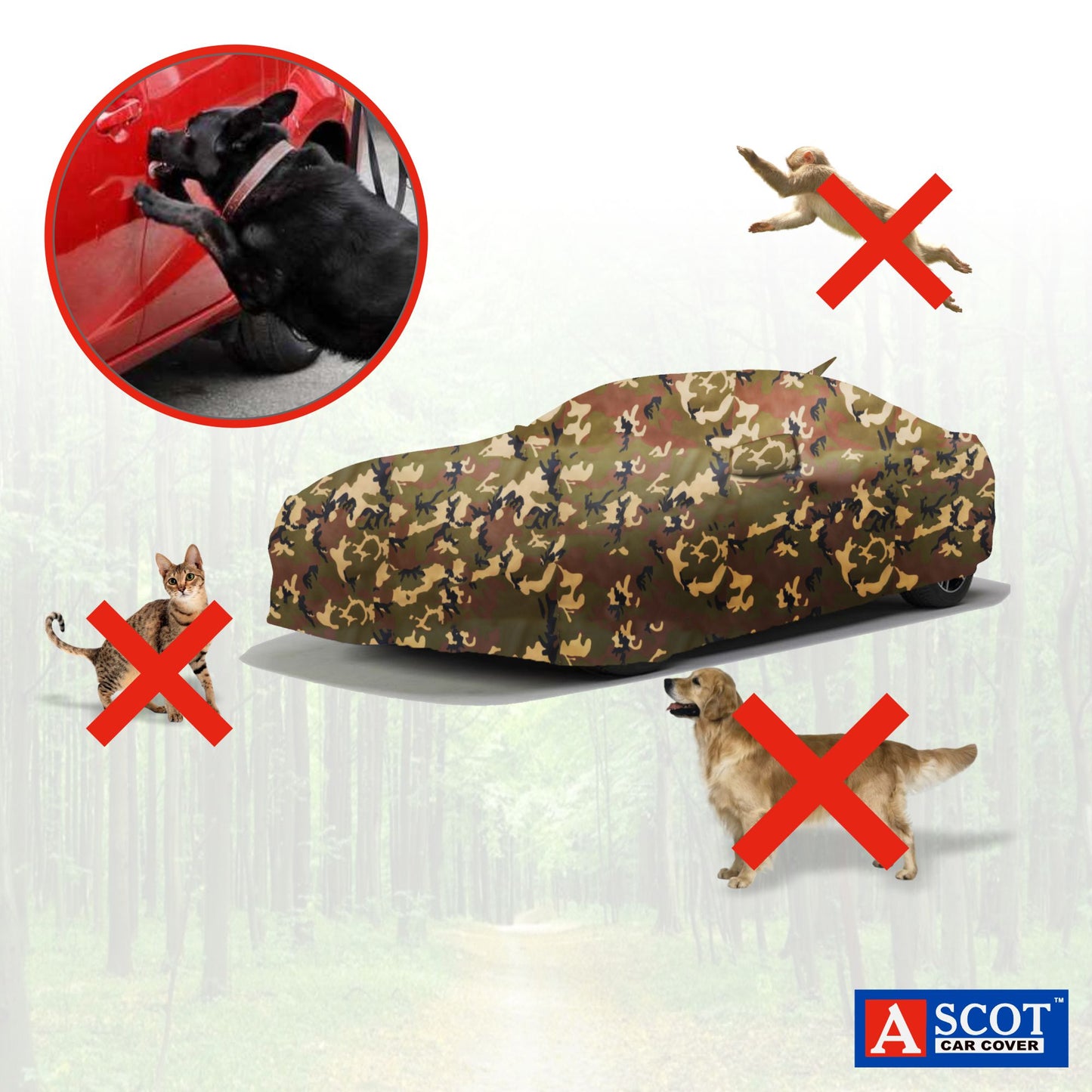 Ascot Honda Civic 2019-2023 Model Car Body Cover Extra Strong & Dust Proof Jungle Military Car Cover with UV Proof & Water-Resistant Coating