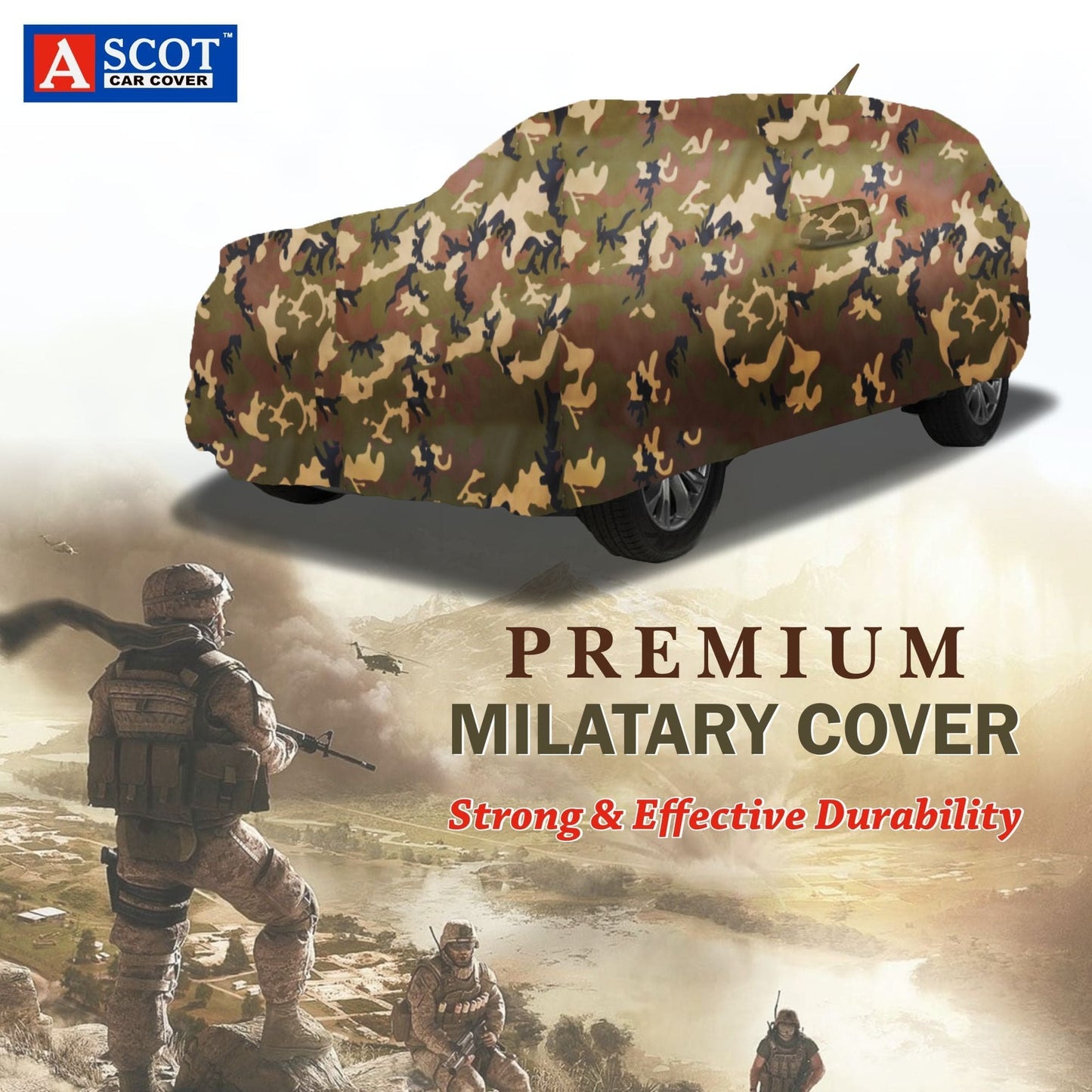 Ascot Honda Elevate Car Body Cover Extra Strong & Dust Proof Jungle Military Car Cover with UV Proof & Water-Resistant Coating