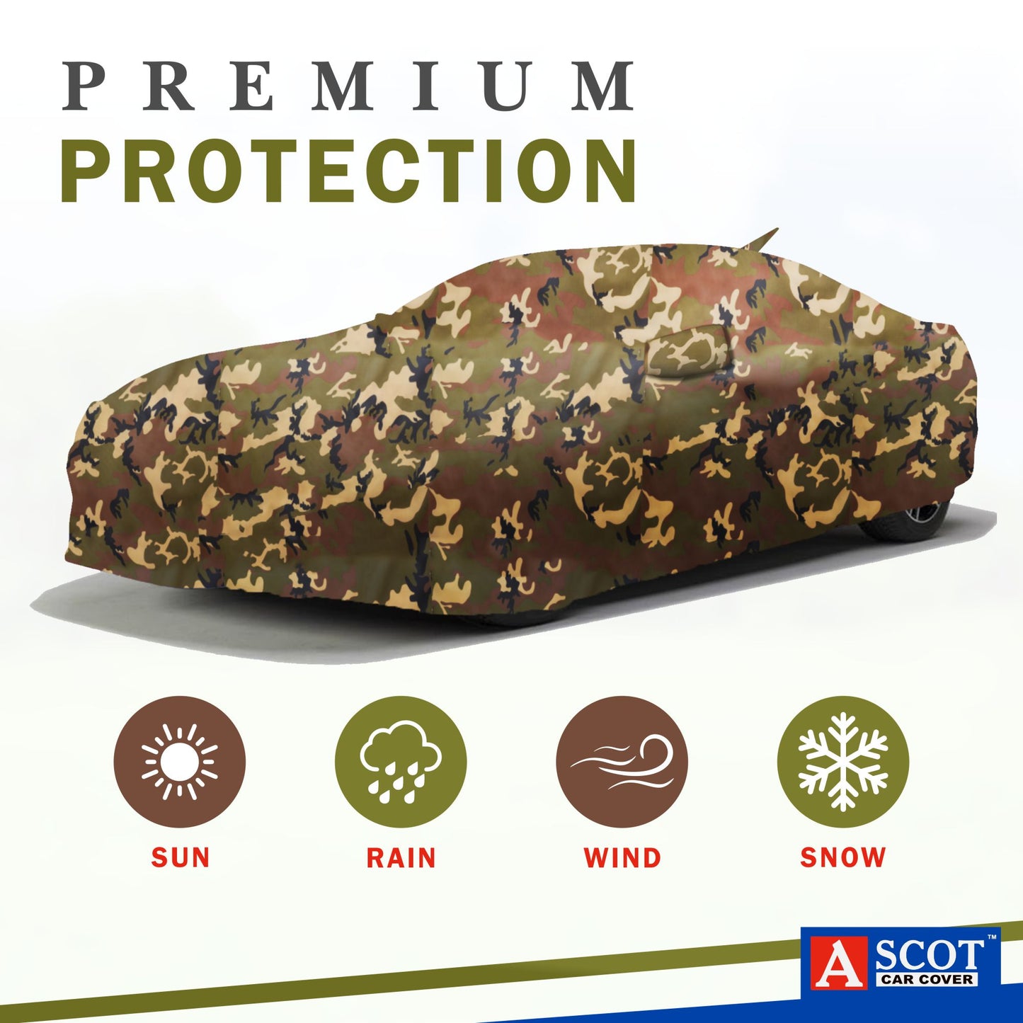 Ascot Honda Civic 2019-2023 Model Car Body Cover Extra Strong & Dust Proof Jungle Military Car Cover with UV Proof & Water-Resistant Coating