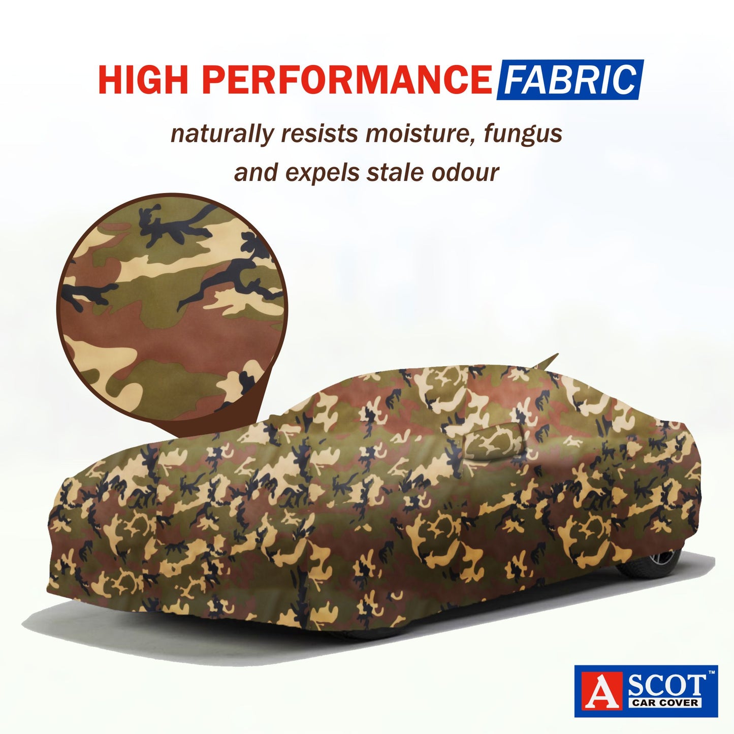 Ascot Audi A4 Car Cover 2008-2016 Model Extra Strong & Dust Proof Jungle Military Car Cover with UV Proof & Water-Resistant Coating
