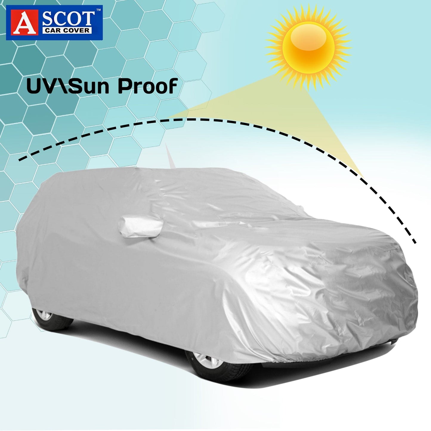 Ascot Tata Punch Car Body Cover with Mirror and Back Antenna Pockets Dust Proof, Trippel Stitched