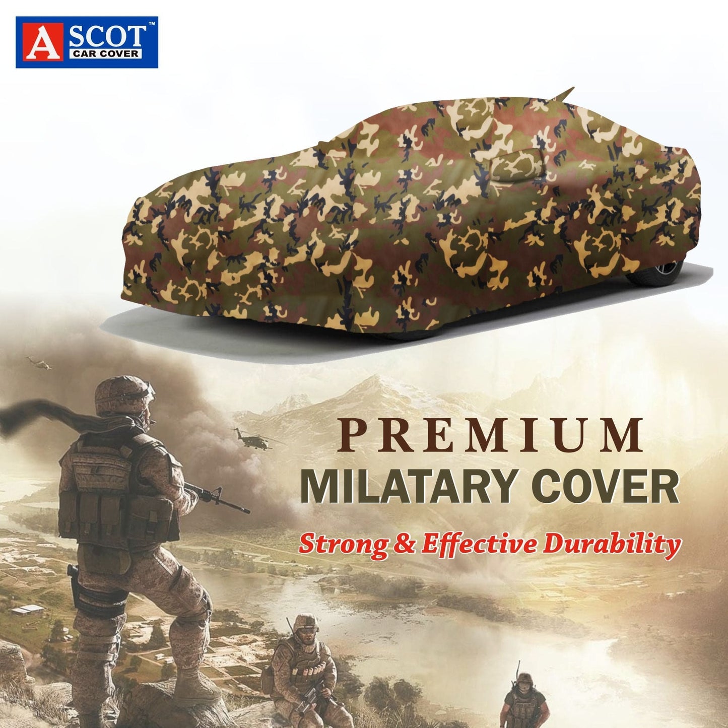 Ascot Volkswagen Virtus Car Cover Extra Strong & Dust Proof Jungle Military Car Cover with UV Proof & Water-Resistant Coating