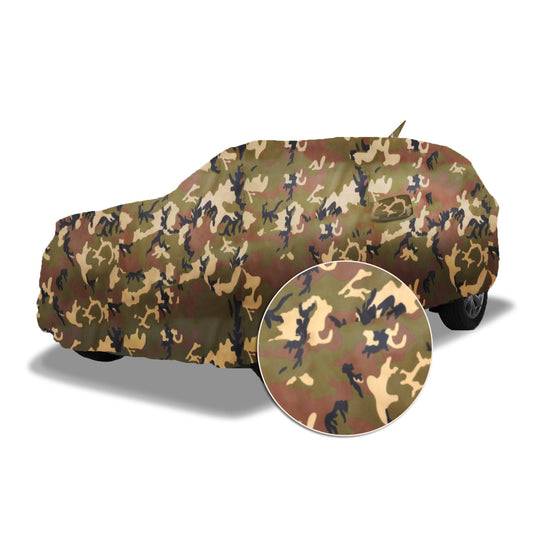 Ascot Tata Punch Car Body Cover with Mirror and Back Antenna Pockets Extra Strong & Dust Proof Jungle Military Car Cover with UV Proof & Water-Resistant Coating