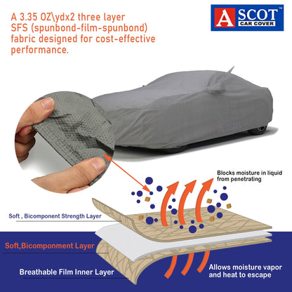 Ascot Toyota Camary Car Cover 2017-2024 Model Waterproof 3 Layers Custom-Fit All Weather Heat Resistant UV Proof