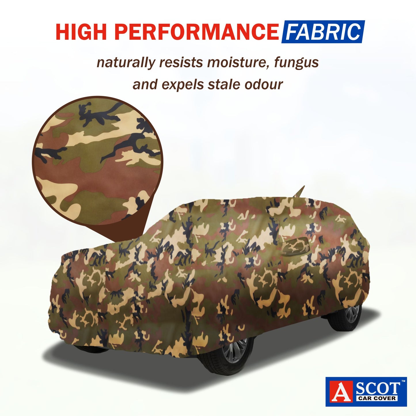 Ascot Audi Q2 2017-2023 Model Car Body Cover Extra Strong & Dust Proof Jungle Military Car Cover with UV Proof & Water-Resistant Coating