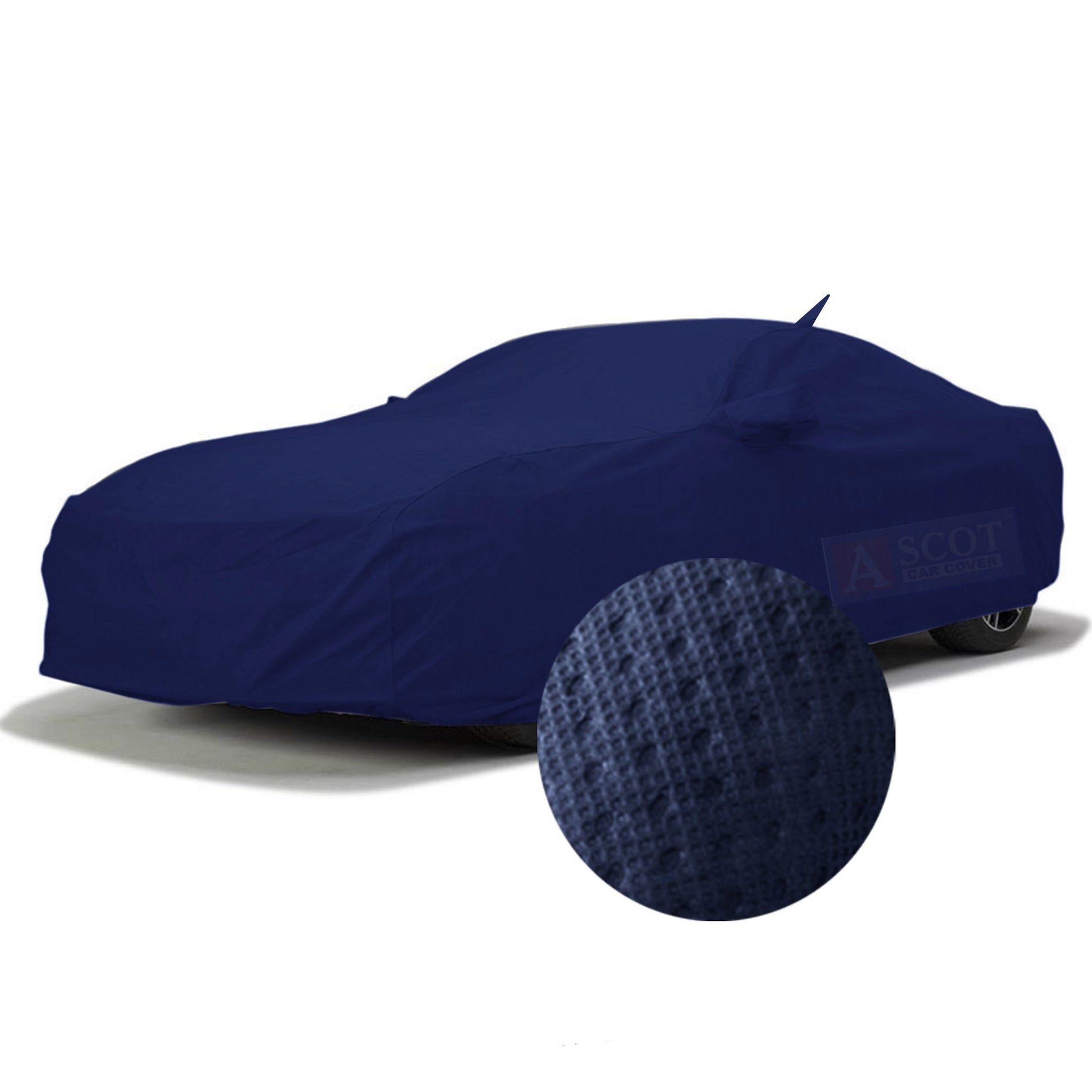 Sedan Car Covered with Blue Waterproof Car Cover with a zoom fabric image
