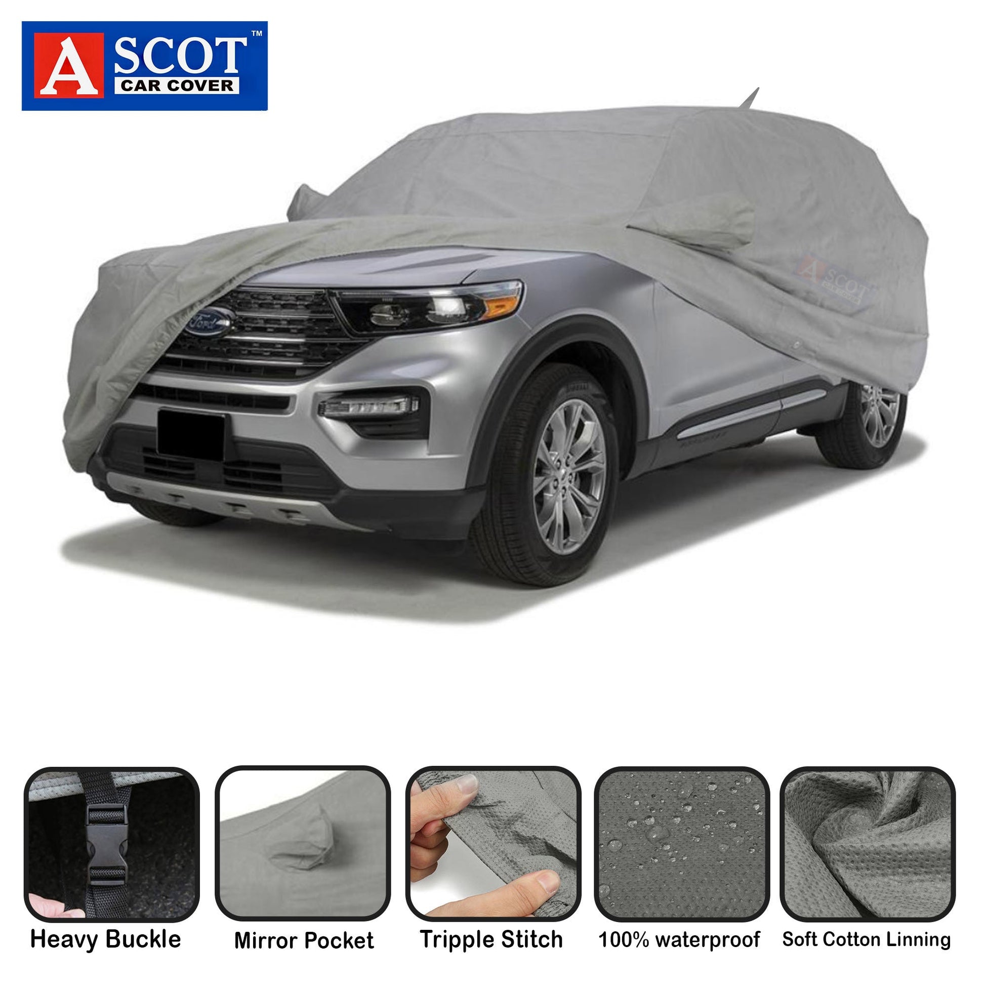 Ascot Mahindra Bolero Neo Car Cover Waterproof with Mirror Pockets